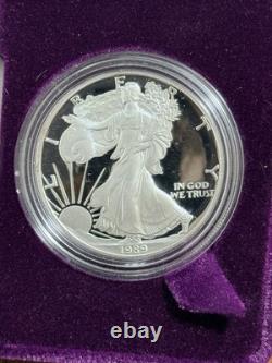 1989-S Aigle d’argent ? Proof 1 $ 1 oz boîte originale de la Monnaie des États-Unis avec certificat d’authenticité, livraison gratuite