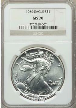 1989 Us $ 1 Silver Gold Eagle Eagle Ngc Ms 70 De 1 Once Mint State