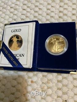 1989-w Américaine Gold Eagle Proof 1 Oz 50 $ Titre Original Mint Emballage Un Oz Or