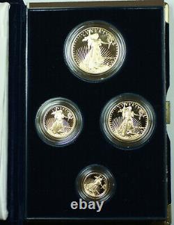 1991 American Eagle Gold 4 Coin Set Pièces De Preuve Dans La Boîte À Menthe Américaine Avec Coa