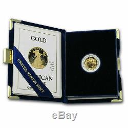 1991-p 1/10 Oz D'or American Eagle Proof Withbox & Coa Capsule Ket Date De Mint