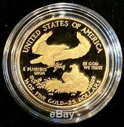 1993-p Preuve 1/2 Oz Or American Eagle Withbox & Coa In Capsule Mint