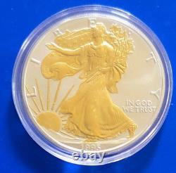 1995 Aigle américain en argent 1 oz, argent fin 999, Walking Liberty plaquée or 24 carats