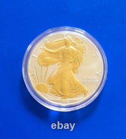 1995 Aigle américain en argent 1 oz, argent fin 999, Walking Liberty plaquée or 24 carats