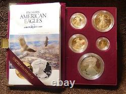 1995 W American Eagle Gold/silver Proof Set Avec Coa Dans L'emballage Original De La Menthe