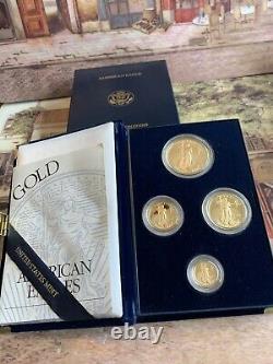 1995-w Proof American Gold Eagle 1,85 Oz 4- Mint Coin Set & Box & Coa