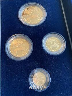 1995-w Proof American Gold Eagle 1,85 Oz 4- Mint Coin Set & Box & Coa