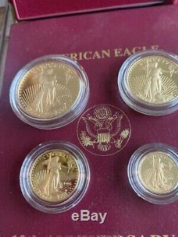 1995w Preuve Américaine Gold Eagle 5 Pièces Coffret Monnaie, Coa, Feuille D'or No Silver Coin