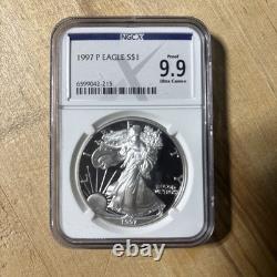 1997-P American Silver Eagle Proof 9.9 NGC X NGCX Presque PARFAIT