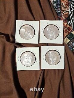 1998, 1999, 2000, 2001 Aigle d'argent américain 1oz Dollars (4) Lot Rare Bu? Toning