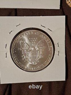 1998, 1999, 2000, 2001 Aigle d'argent américain 1oz Dollars (4) Lot Rare Bu? Toning