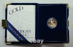 1998-w American Eagle 1/10th Oz Gold Proof Coin En Boîte À Menthe Avec Coa