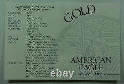 1998-w American Eagle 1/10th Oz Gold Proof Coin En Boîte À Menthe Avec Coa