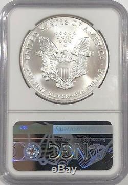 1999 Ngc Ms70 $ 1 Argent American Eagle Mint State 1 Oz. 999 Beaux Lingots Pop 246
