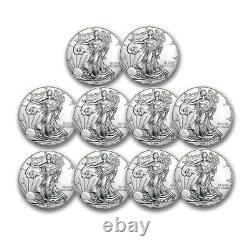 1 Oz American Silver Eagles $1 Bu Coins (random Year) Lot De 10