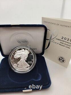1 Oz Silver American Eagle Proof 2020 W 1 Oz Proof (withbox & Coa) Monnaie Américaine