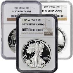 1 oz American Silver Eagle preuve PF70 (année aléatoire / PCGS ou NGC)
