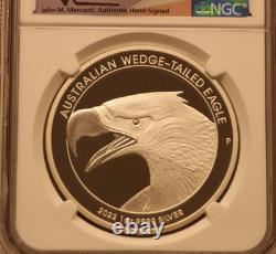 1oz Argent Épreuve NGC PF70 Australie S$1 Aigle à Queue en Coin Signé à la Main 2022P