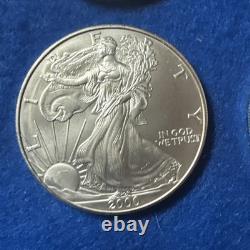 2000 Dollar d'Argent American Eagle Walking Liberty Pièce de 1 $ Non Circulée lot de 4