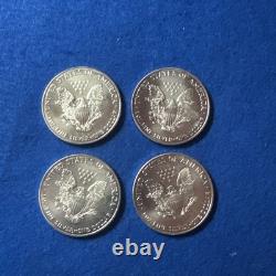 2000 Dollar d'Argent American Eagle Walking Liberty Pièce de 1 $ Non Circulée lot de 4