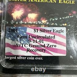 2001 Récupération de Ground Zero du WTC 9-11-01 Aigle d'argent $1 PCGS Gem Uncirculated