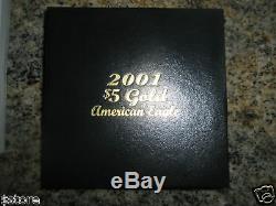 2001 Us $ Us Monnaie Américaine Bu De 5 $ En Or