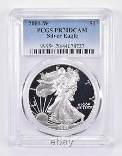2001-W PR70 DCAM Aigle en Argent Américain PCGS Étiquette Bleue