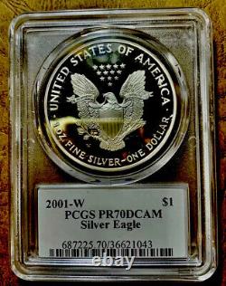 2001 W Proof Silver Eagle Pcgs Pr70 Mercanti Pop 16 Variété 687 # Ner Stock, Ksh