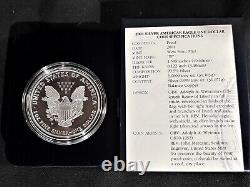 2001 W Us Mint. 999 Argent Preuve Pièce American Eagle One (1) Once +boîte/étui/certificat d'authenticité
