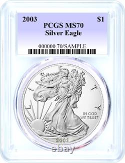 2003 $1 Silver Eagle Pcgs Ms70 Blue Label