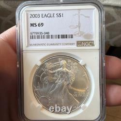 2003 1 oz Silver American Eagle frappe d’atelier 69 excellente pièce