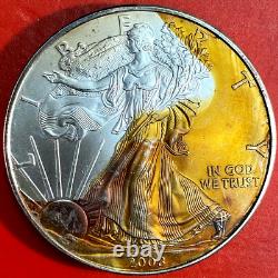 2003 & 2009 Lot de deux American Silver Eagles avec toning arc-en-ciel