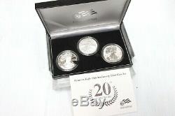 2006 American Eagle 20e Anniversaire Argent 3 Coin Set Avec Us Mint Box & Coa