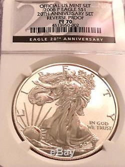 2006 P Ngc Pf70 Silver Eagle Ensemble 20 Ans Anniversaire U. S. Mint
