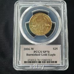 2006-w Bruni 25 $ Gold Eagle Seulement 15k Monnayé 1/2 Oz D'or Pièce Pcgs Sp70