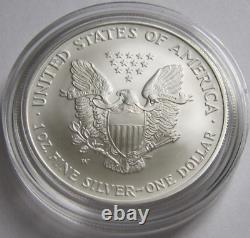 2008-w Rev. De '07 Error Burnished American Silver Eagle Coin Mint Box & Coa