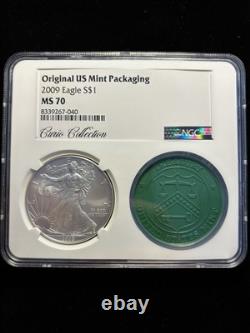 2009 MS 70 Collection Curio Aigle en Argent Américain (ASE) avec sac Pièce Impeccable PCGS