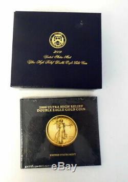 2009 Us Mint 20 $ Ultra High Relief Double Eagle Gold Coin Avec La Boîte, Coa Et Livre