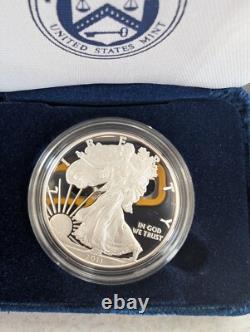2010-2012 W US Mint American Eagle Pièces en Argent Proof d'un Ounce COA, Boîte, 3 OZT