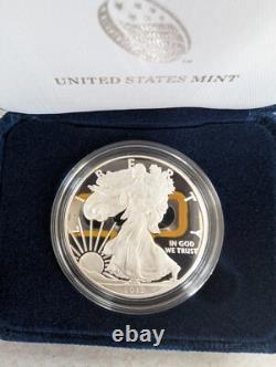 2010-2012 W US Mint American Eagle Pièces en Argent Proof d'un Ounce COA, Boîte, 3 OZT