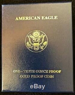 2010 W Gold Eagle Proof U. S Mint 1/10 Oz Original Box & Coa