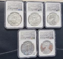 2011 American Silver Eagle 25ème Anniversaire Ensemble de 5 Pièces NGC 70
