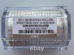 2011 American Silver Eagle Tube Scellé Ngc 20 Roll Gem Menthe Scellée