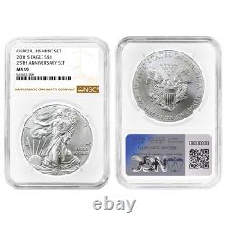 2011-S 1 $ 1 oz Aigle en Argent Américain Poli 25e Anniversaire NGC MS69 Brow