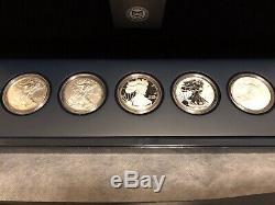 2011 Silver Eagle 25e Anniversaire 5 Set Coin Dans Mint Condition