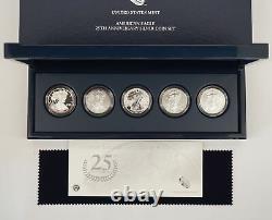 2011 US Mint American Silver Eagle 25ème Anniversaire Ensemble de pièces d'argent Livraison gratuite aux États-Unis