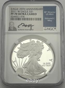 2011 W 1 $ Silver Eagle 25ème Anniversaire Proof NGC PF70 Ultra Cameo Edmund Moy