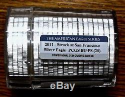 2011 (s) $ 1 Silver Eagle Pcgs Bu Strike First Roll 20 Coins Sf Mint