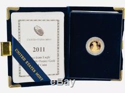 2011-w American Gold Eagle Proof 1/10 Oz $ 5 États-unis Mint Packaging & Coa