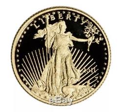 2011-w American Gold Eagle Proof 1/10 Oz $ 5 États-unis Mint Packaging & Coa